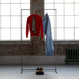 シンプル デザイン ハンガーラック スチール生地+クリア塗装　W1200