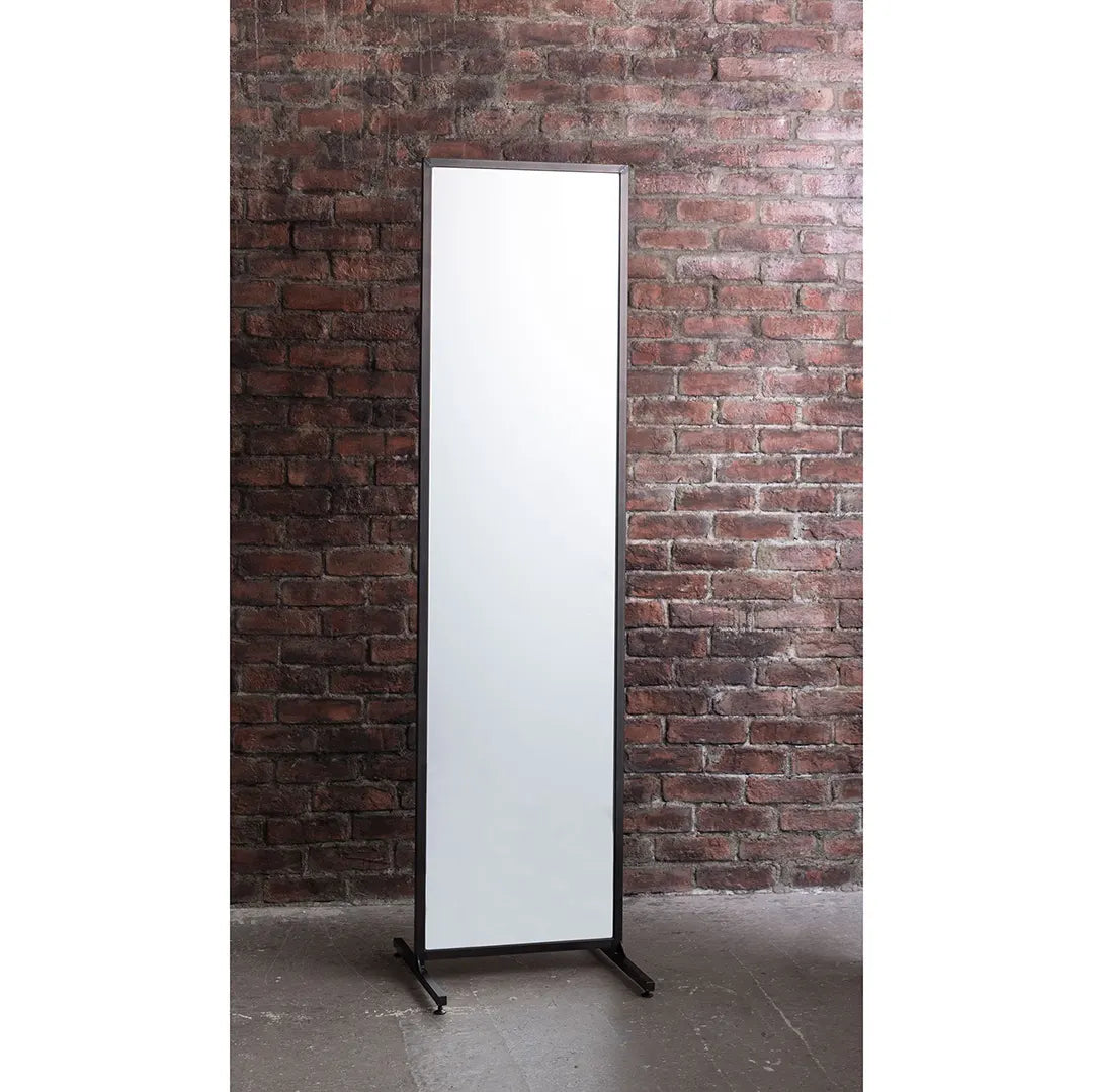 フロアミラー　アジャスタータイプ　黒皮風塗装